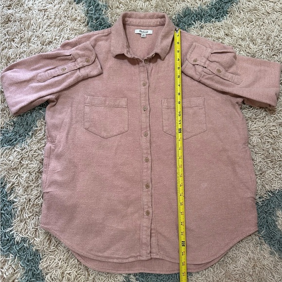 Madewell flannel sunday button down shirt, Pink Sz Medium - Picture 7 of 8